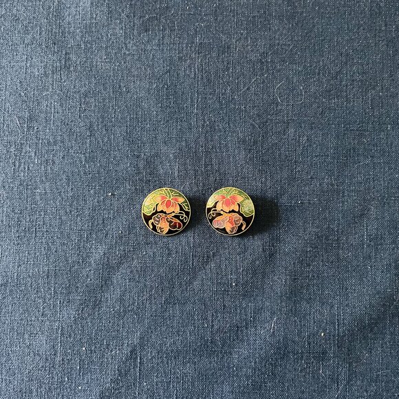 Vintage Cliosonne Clip Earrings SG* - Picture 2 of 4